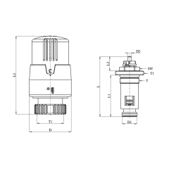ECA TRV4 TERMOSTATİK KOMPAKT RADYATÖR VANASI-Uzun Çekirdek -44 MM-602120796